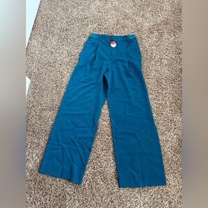 Elegant Teal Wide Leg Pants